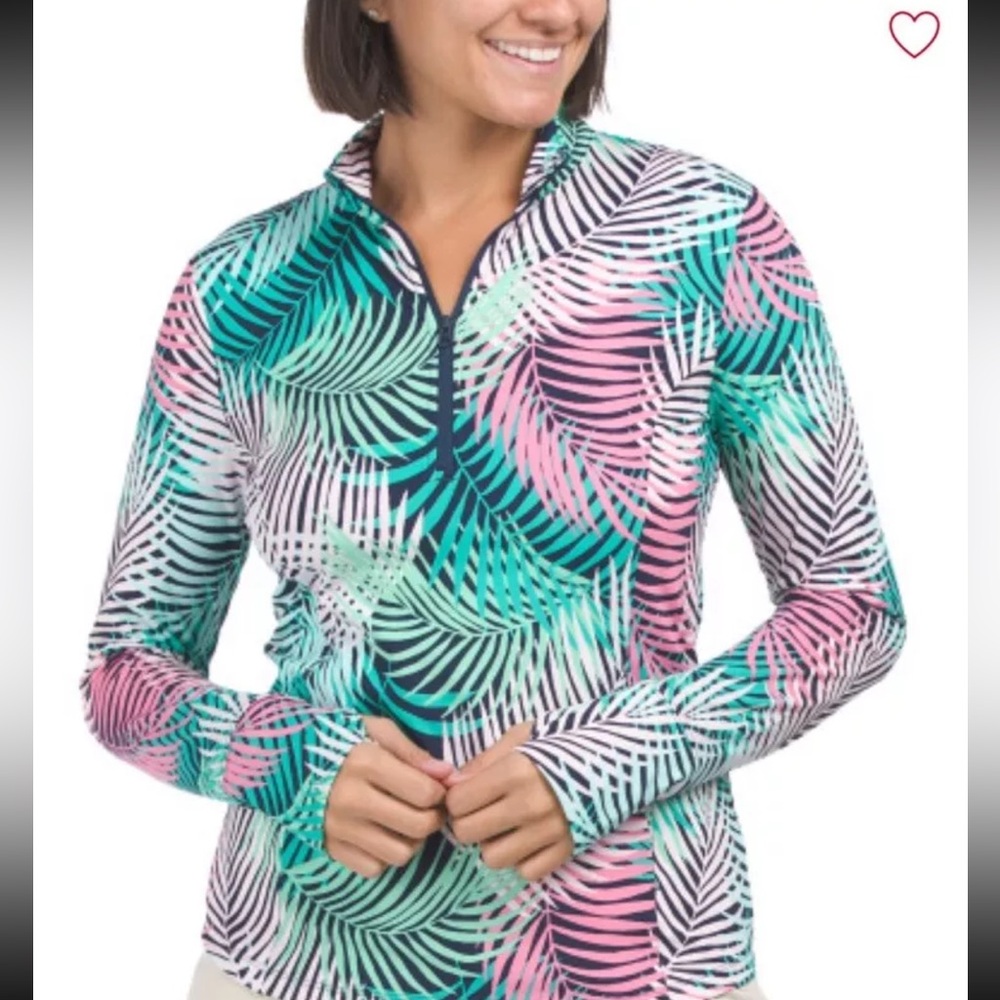 Tommy Bahama Golf Tropical Long‎ Sleeve Size Small 1/4 ZIP New Athletic Outdoors